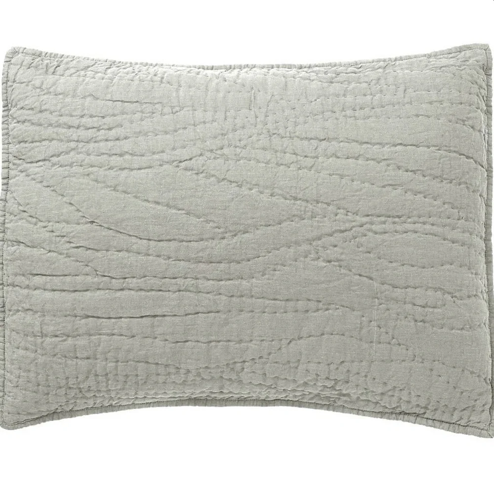 Pottery Barn Belgian Flax Linen Handcrafted Quilted Standard Pillow Sham
